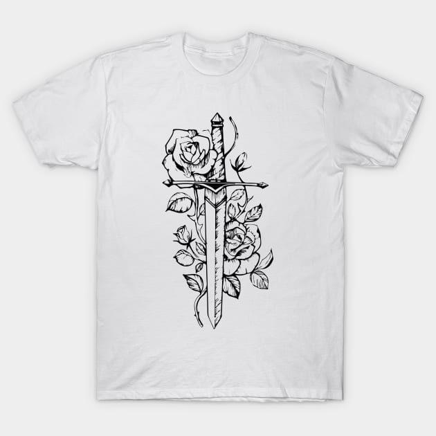 Sword in the Roses T-Shirt by DreMagiO